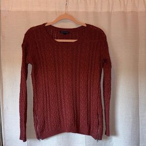 American Eagle Outfitters Brick Red Cable Knit Sweater